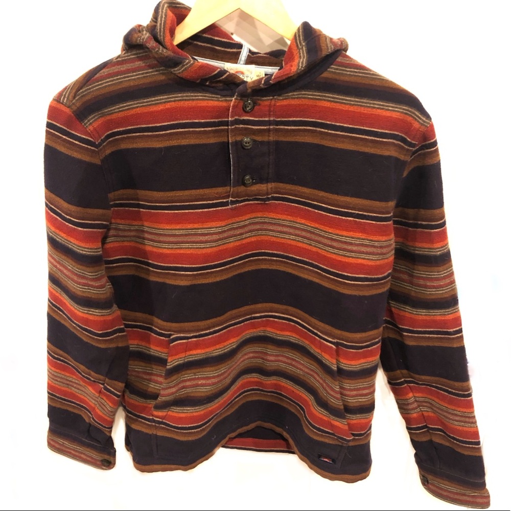 Faherty Brand Pacific Poncho Striped Hoodie Sweatshirt Woven Jacquard